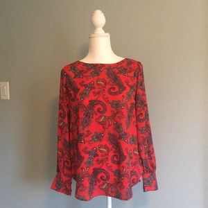 Loft NWT Red Paisley Blouse